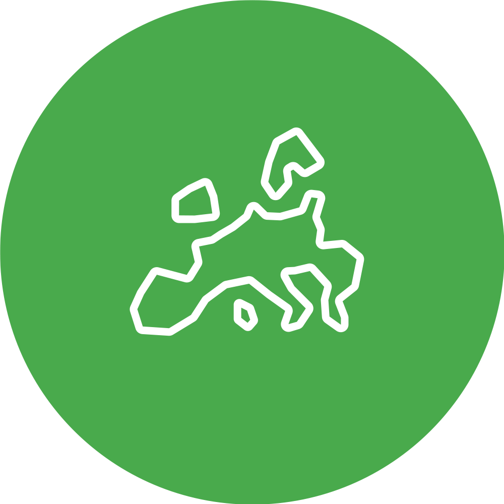 illustration with green background symbolising advocacy and representation within European and international institutions.